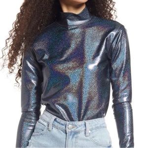 Black Rainbow iridescent shimmer Dance/Work Out Long-sleeve Top.